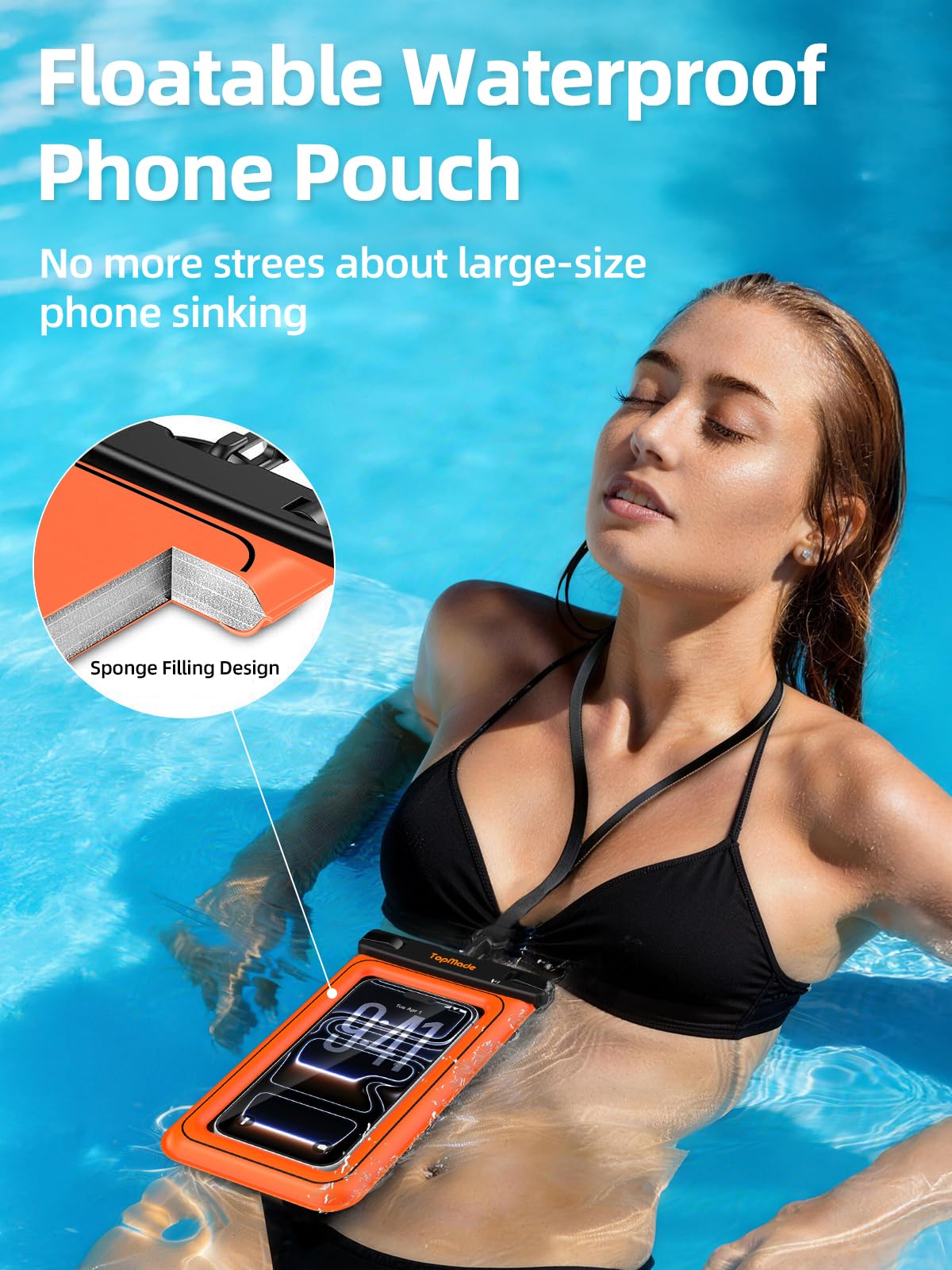 TopMade Paquete de 2 fundas flotantes impermeables para teléfono, IP68, para playa, kayak, crucero, viajes, bolsa seca para iPhone 17, 16, 15 Pro Max, Samsung S26 Ultra de hasta 7 pulgadas, color