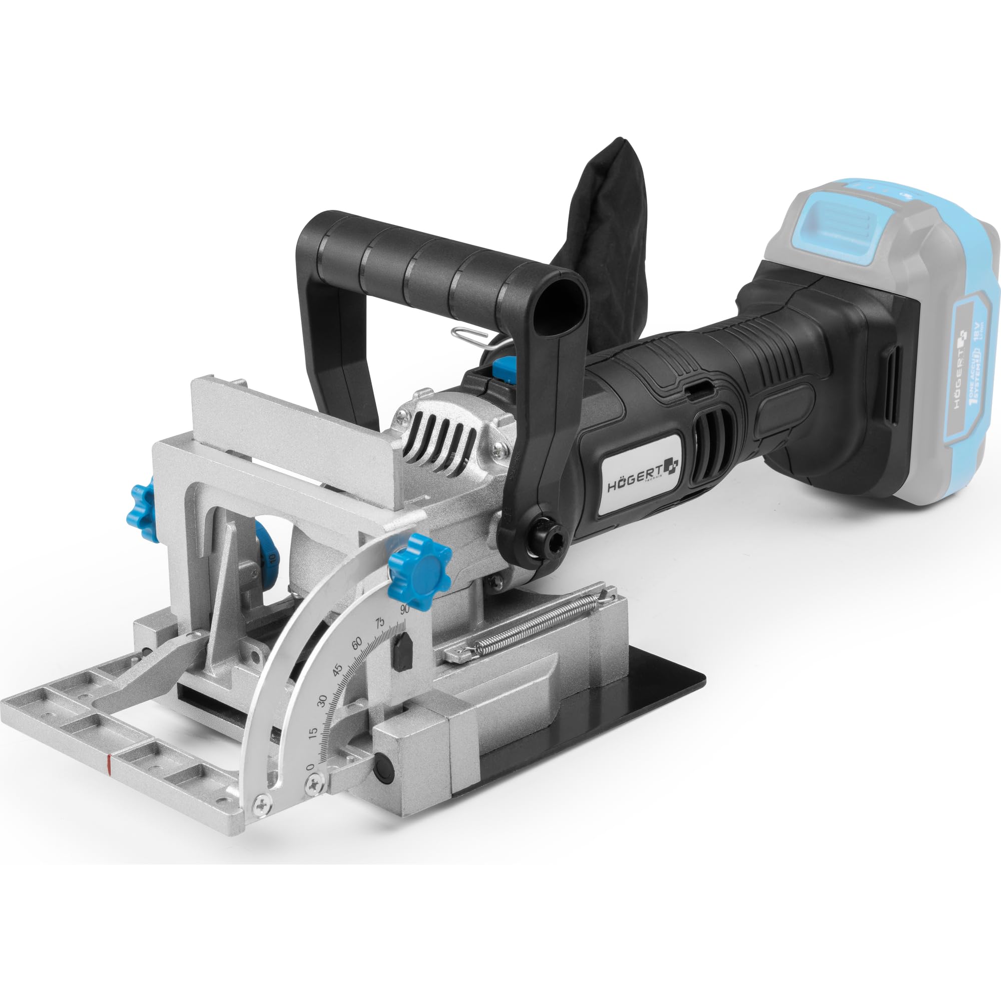 HÖGERT TECHNIK – Fraiseuse à biscuits sans fil 18V OneAccuSystem, assembleuse de lamelles pour bois, fraiseuse de rainures pour assemblages en MDF, 0-11000 tr/min, softgrip, sans batterie