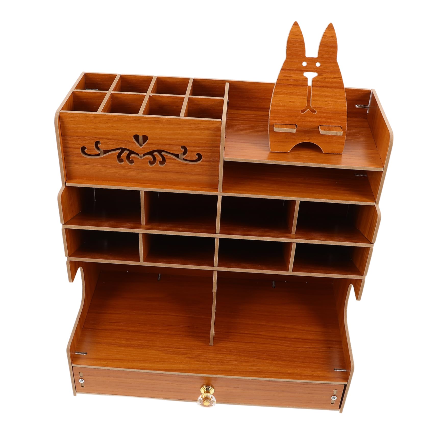 DOITOOL Portapenne in Legno per Scrivania Scatola Portaoggetti con Scomparti Multipli Organizer da Ufficio per Penne e Cancelleria Vassoio Portapenne in Legno