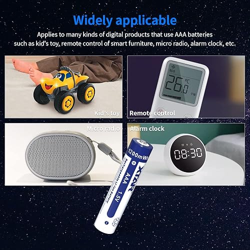 Miniatura 2 de XTAR Paquete de 4 baterías recargables AAA de litio, 1200 mWh de salida constante de 1.5 V, batería AAA de iones de litio, 1200 ciclos para cepillos
