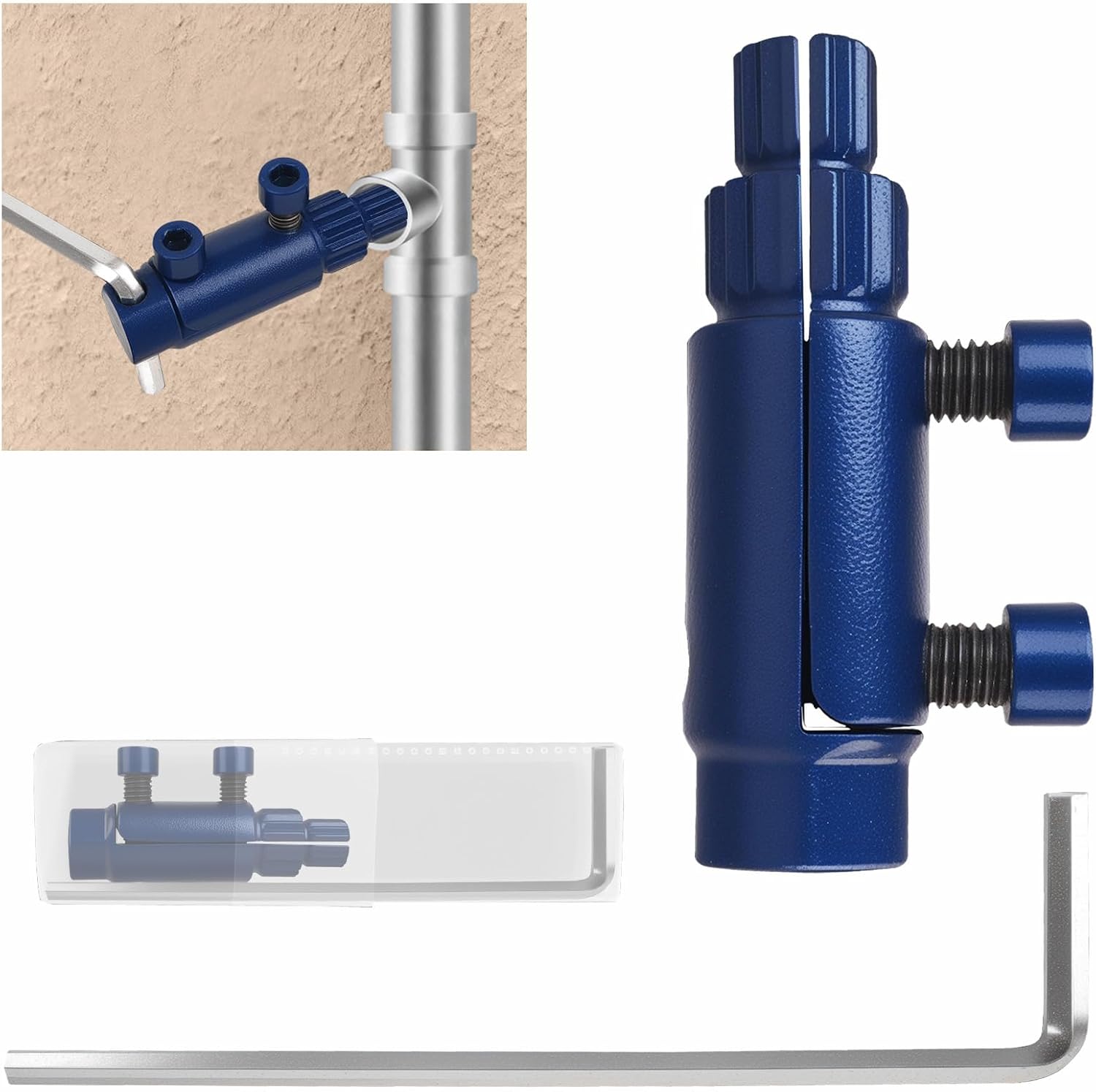 Broken Pipe Extractor Tool, Heavy Duty Faucet Removal & Internal Pipe Wrench for 1/2",3/4",1" Pipes Nipple Extractor Set Stripped Screw Rusted/Damaged Faucet Bolts Pipe Thread Remover Kit (Blue)