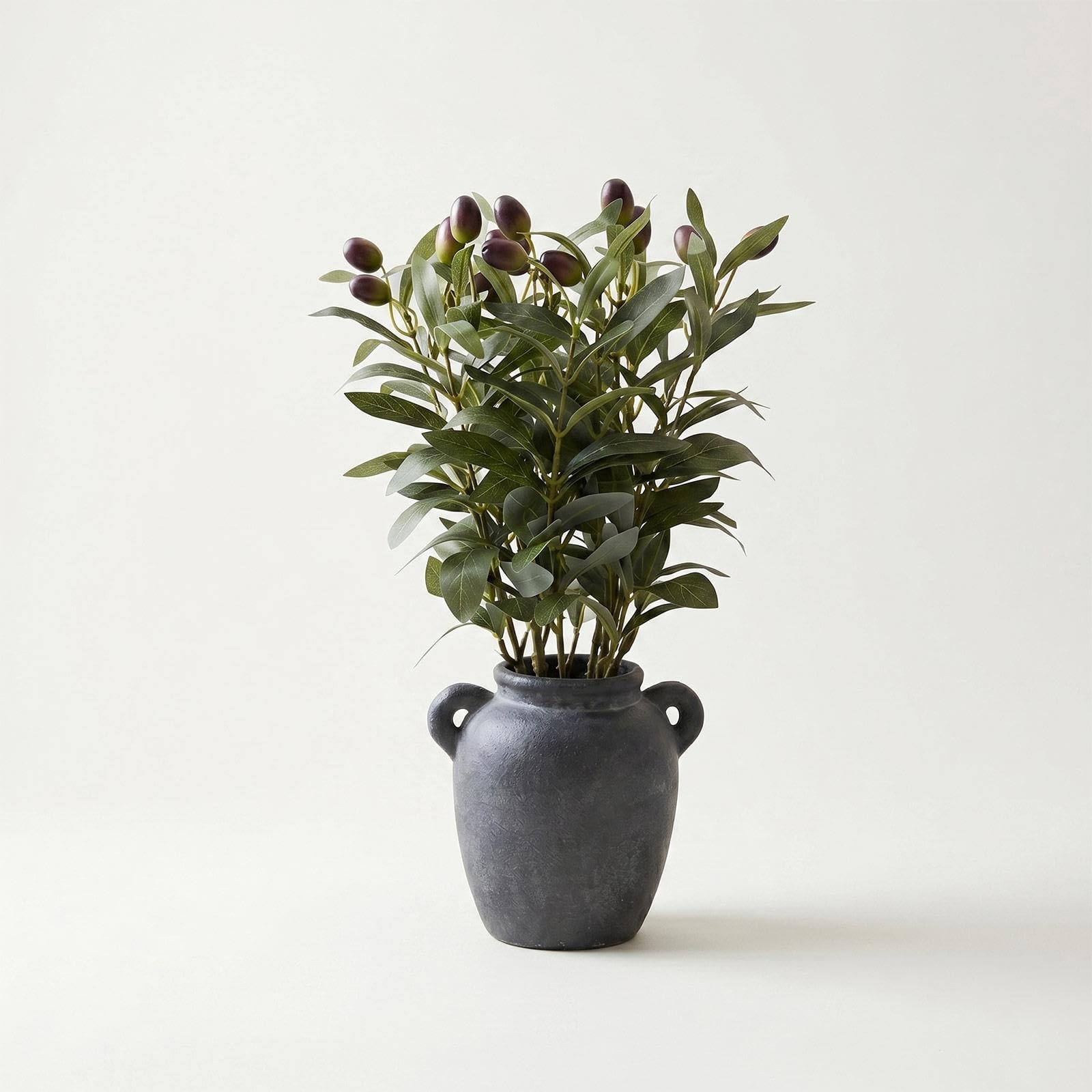 Homescapes Green Artificial Olive Tree 38Cm - Small Faux Olive Tree Indoor - Lifelike Fake Olive Plant In Pot For Home And Office Decor