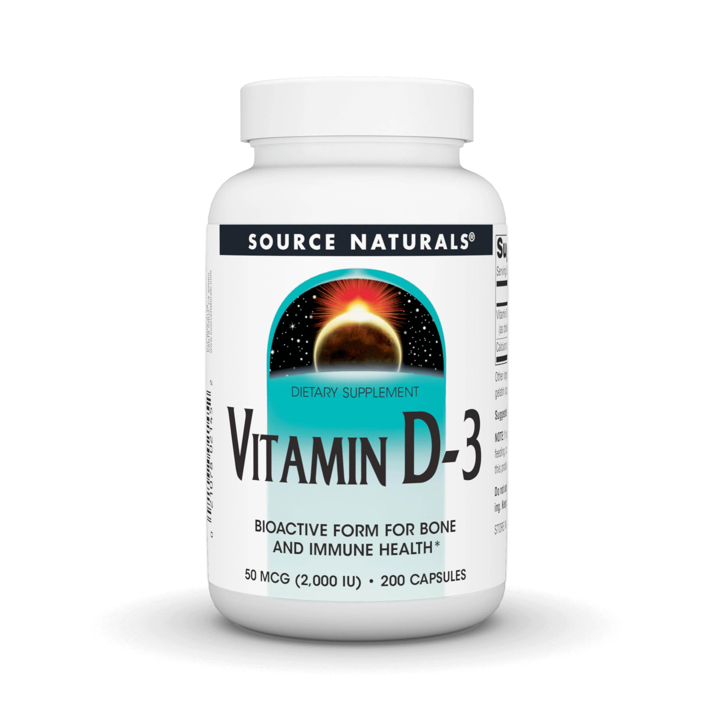 Source NaturalsVitamin D-3, Bioactive Form for Bone & Immune Health*, 2000 IU - 200 Capsules