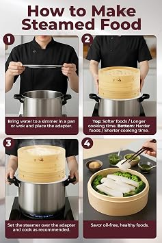 8 Bamboo Steamer Basket - Delicious Home Cooked Meals, Authentic Flavor