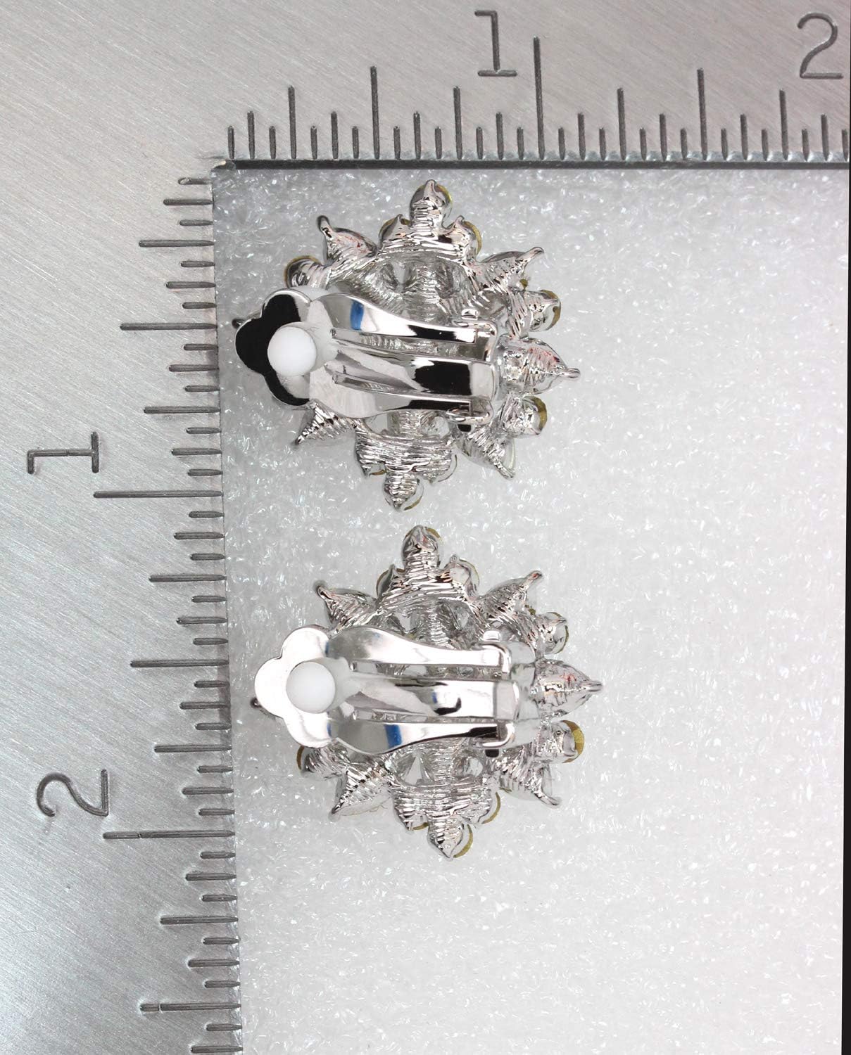 Faship Statement Crystal Rhinestone Floral Clip On Earrings - Image 4