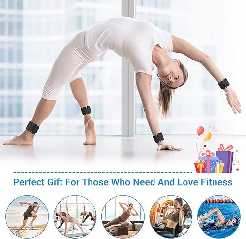Miniatura 7 de MXiiXM Juego de 2 pesas para muñeca, pulseras de peso de silicona ajustables para mujeres y hombres, pesas de tobillomuñeca adecuadas para yoga,