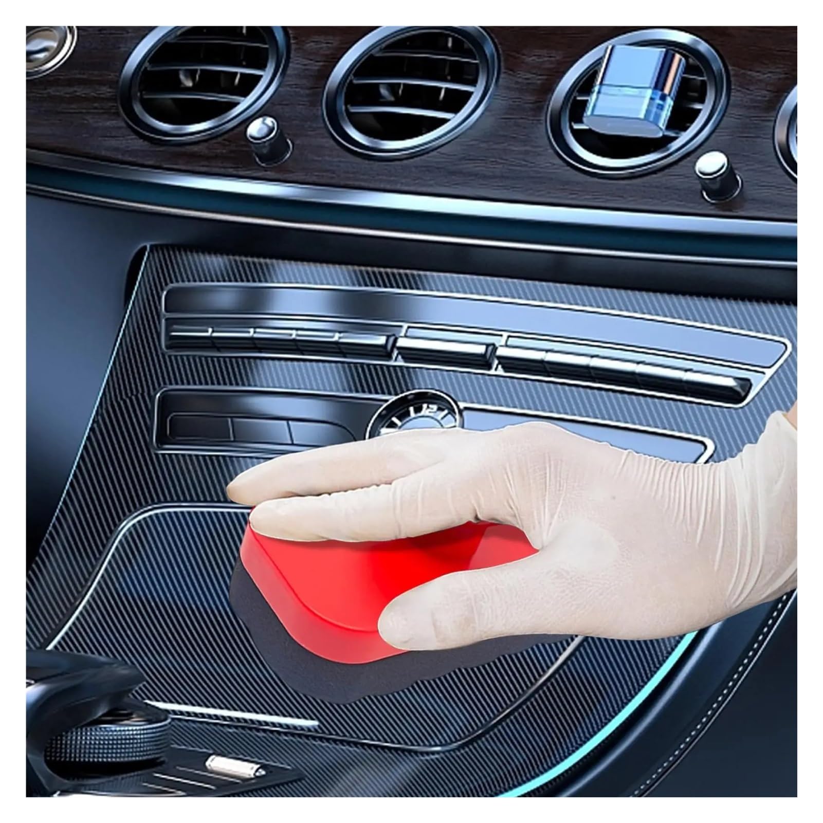 Reifenglanz-Schwamm, Autowachs-Applikator mit Deckel, wiederverwendbarer Pinsel, geeignet for die Felgenreinigung, das Auftragen von Wachs und Detailpflege des Innenraums(B(45cm))