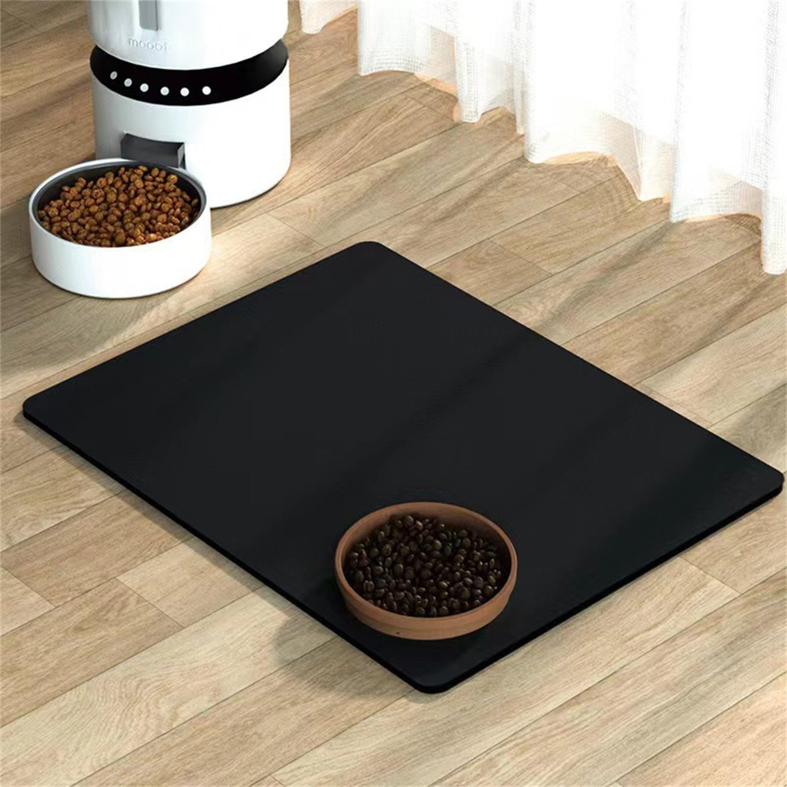 Hearda Pet Mats for Food Bowls Water Absorbent, Pet Food Mat Non Slip Quick Dry Cat Feeding Mat Diatomite Pet Feeding Mat Dog Bowl Mats Water Dispenser Mat Dog Food Placemat (30x40cm,Black B)