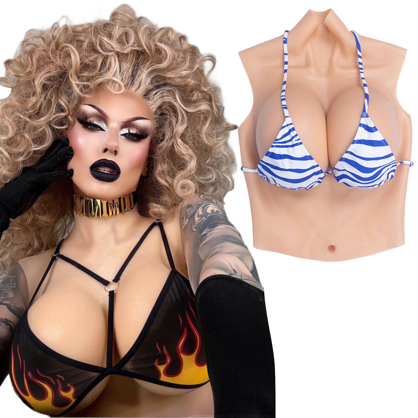 Silicone Seni Piastra di Seno Mezzo Corpo Coppa C-G per Drag Queen Crossdresser Cosplay