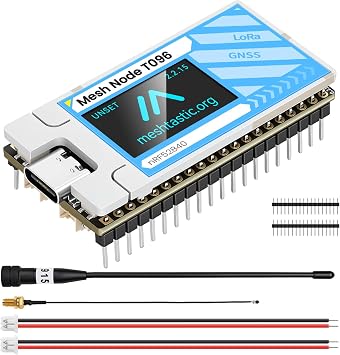 Mesh Node T096 + 915MHz LoRa Antenna UC6580 Dual Band GNSS GPS Module nRF52840 Bluetooth 5, 28dBm High Power SX1262 LoRa Support Off-Grid Asset Tracking Communication Compatible with Meshtastic