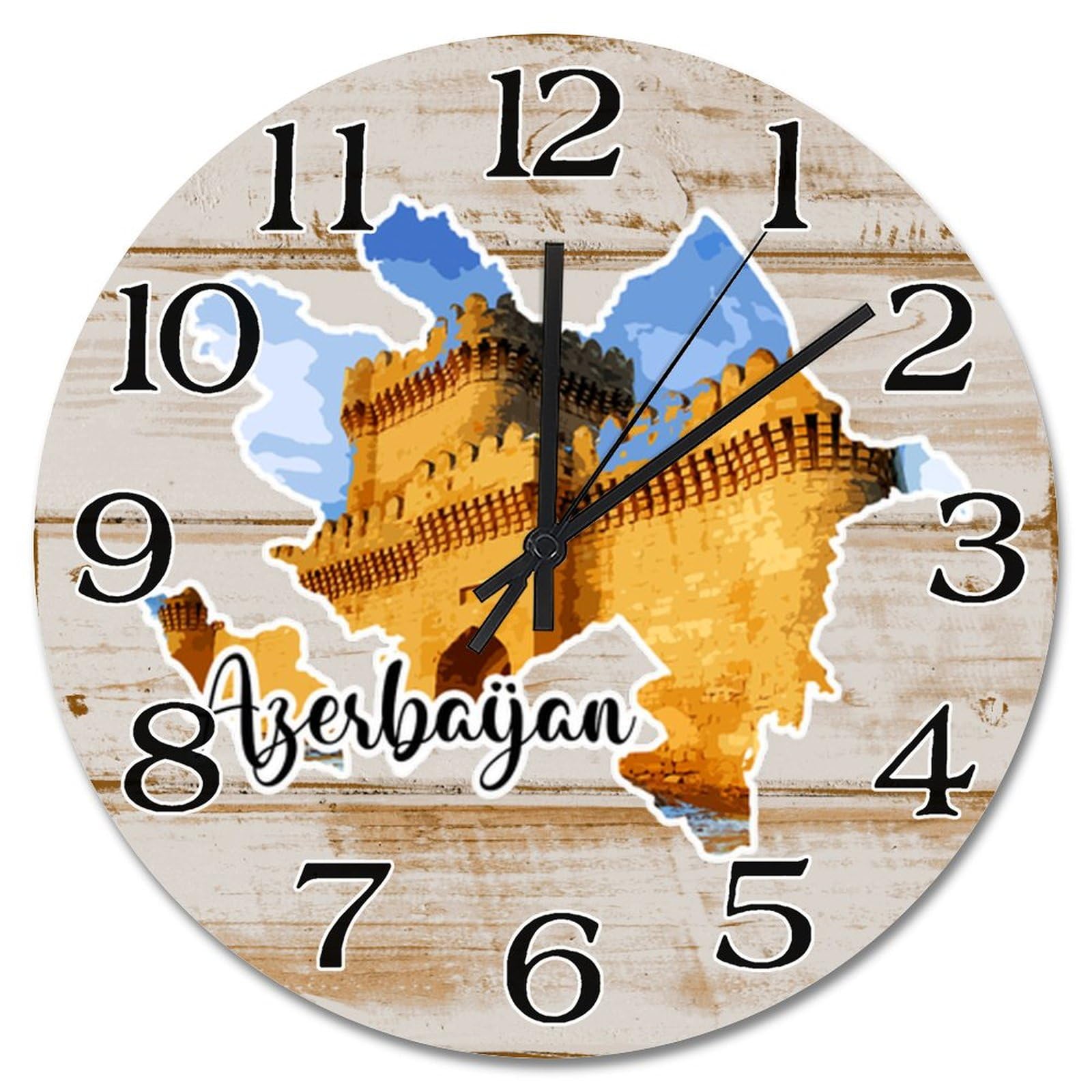 Horloge murale paysage d'Azerbaïdjan pour salon et bureau zen