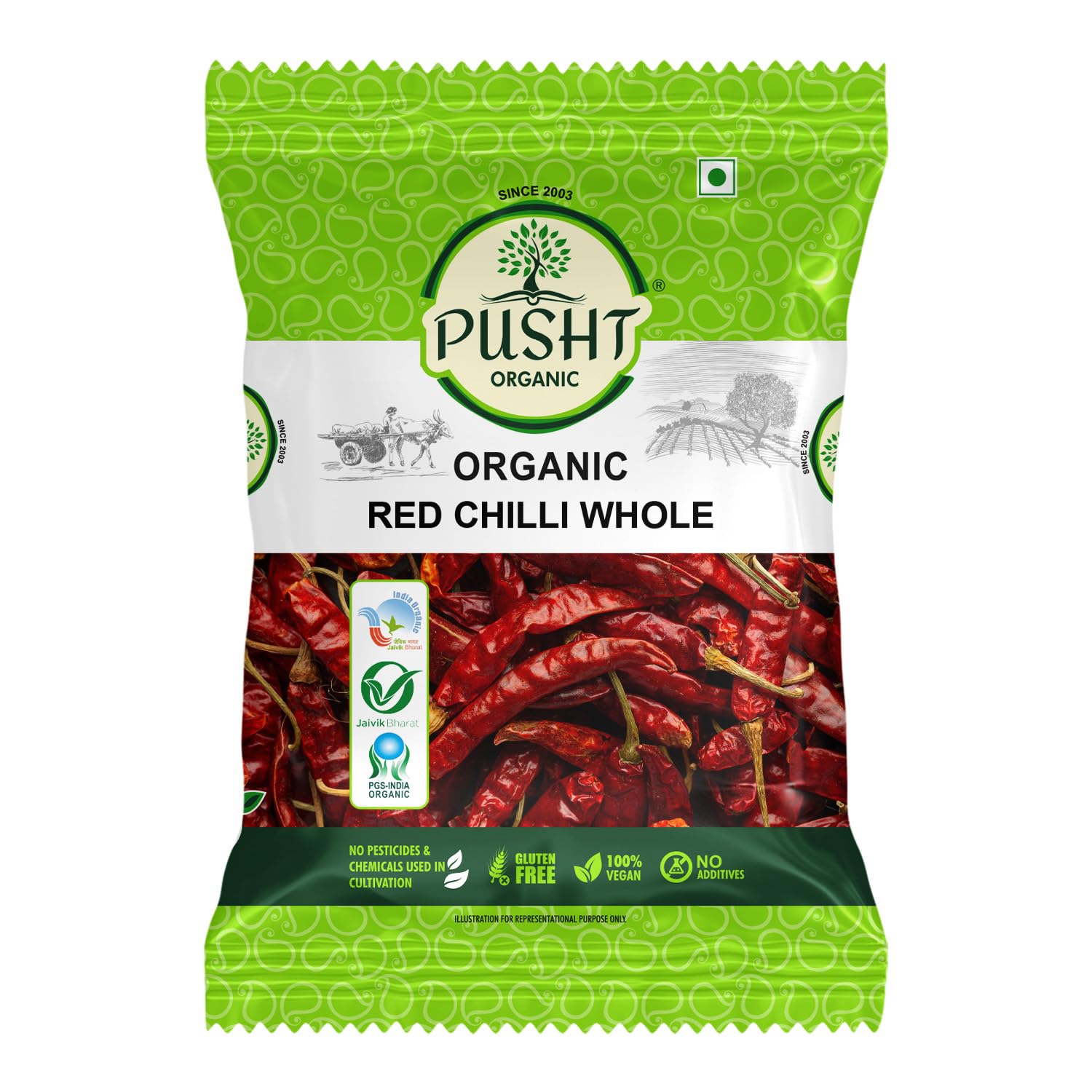 Pusht Organic Red Chilli Whole (Sabut Lal Mirch) | 100% Pure & Natural | Bold Flavor & Natural Color | Unpolished & Sun-Dried | 100g-image-34