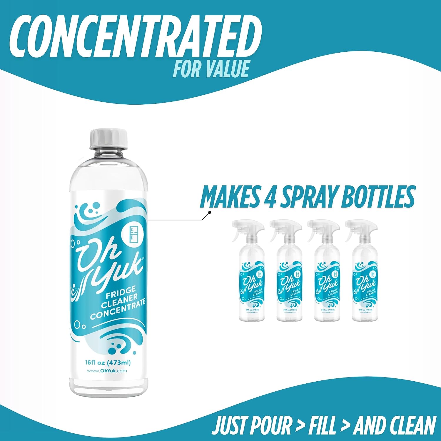 Oh Yuk Fridge Cleaner Concentrate Refill, Makes 4 Bottles, Refrigerator image 2