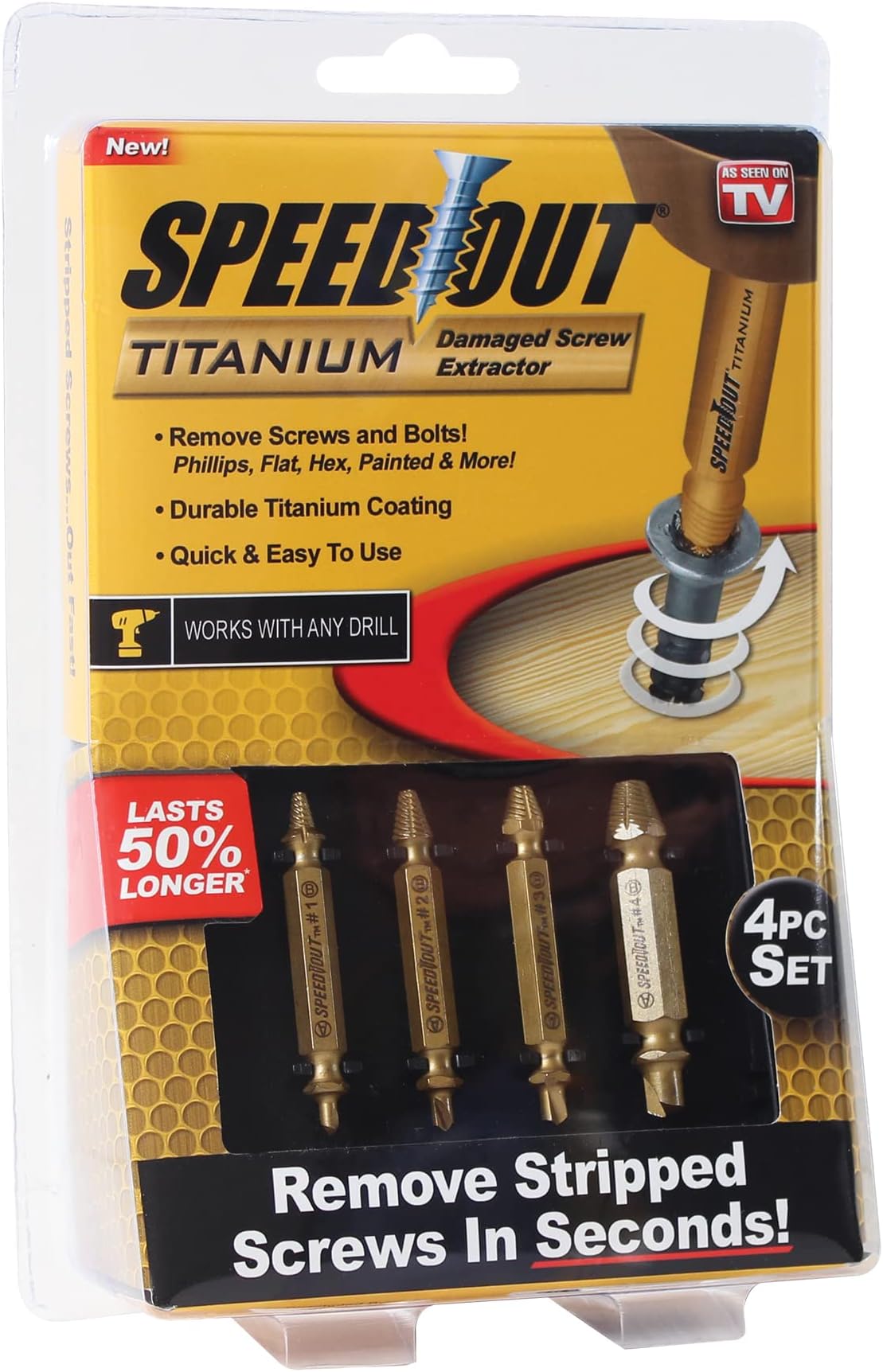 SpeedOut Cobalt Damaged Screw Extractor Kit, 4 Piece Set