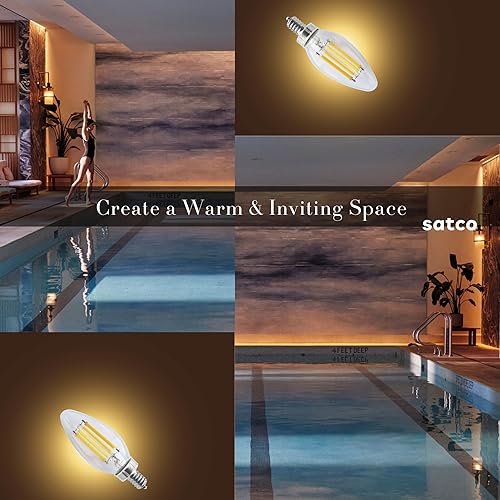Miniatura 2 de Satco (S11385) LED C11 de 8 vatios transparente base de candelabro 3000 K 90 CRI 760 lúmenes 120 voltios 6 bombillas LED
