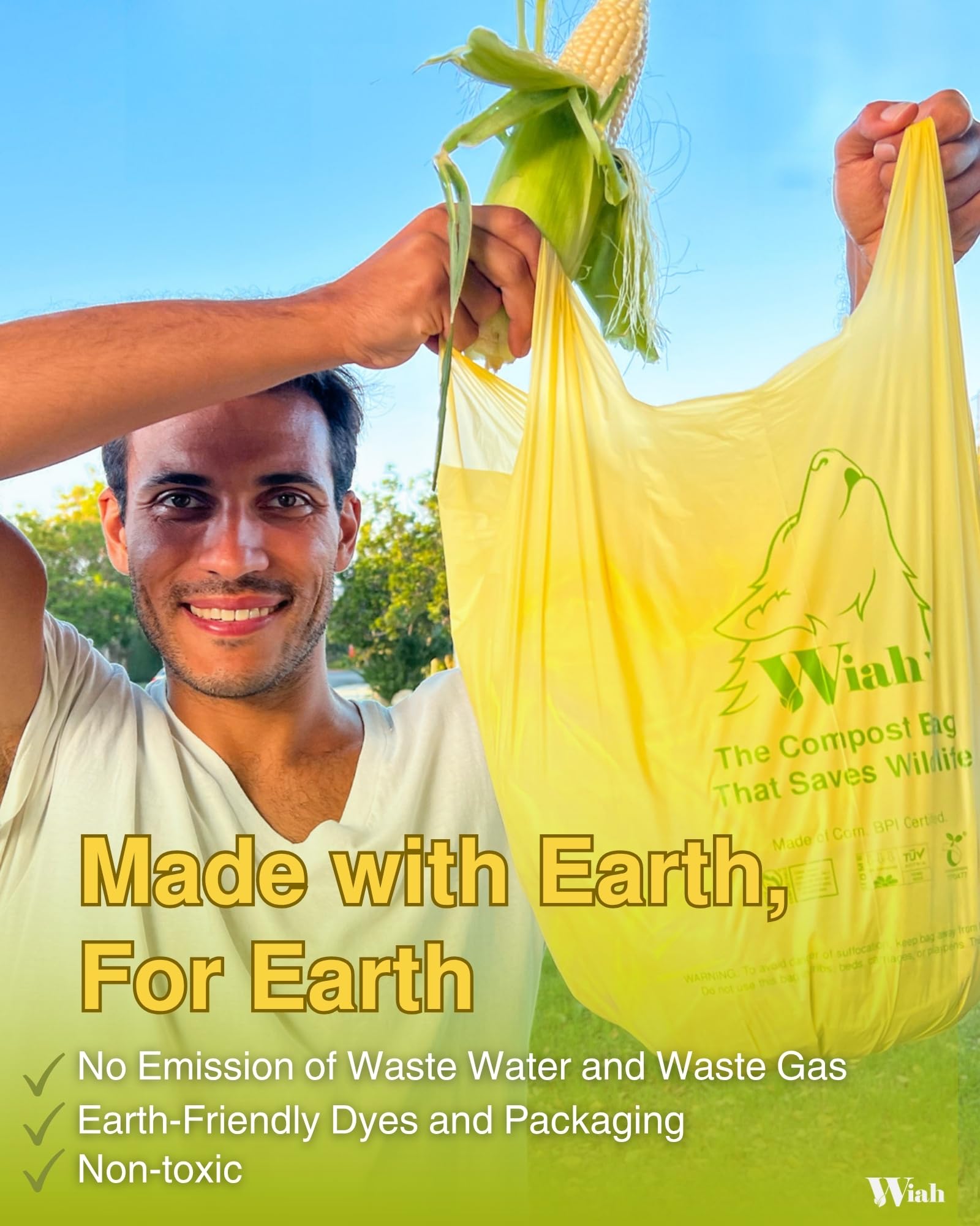 Bolsas de abono pequeñas para contenedor de encimera, extra fuertes, 50 unidades, bolsas de basura compostables de 3 galones, certificado BPI, soporta la vida silvestre, bolsas compostables de 3