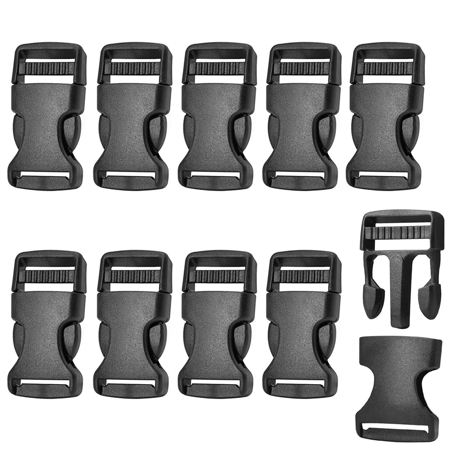 GVPOELR 10 stuks kliksluiting, Side Squeeze Buckle vervangende steekgesp, kunststof gesp voor riemband, in zwart, gesp reparatie, maten naar keuze, voor vervangende steekgesp, zwart, 15mm