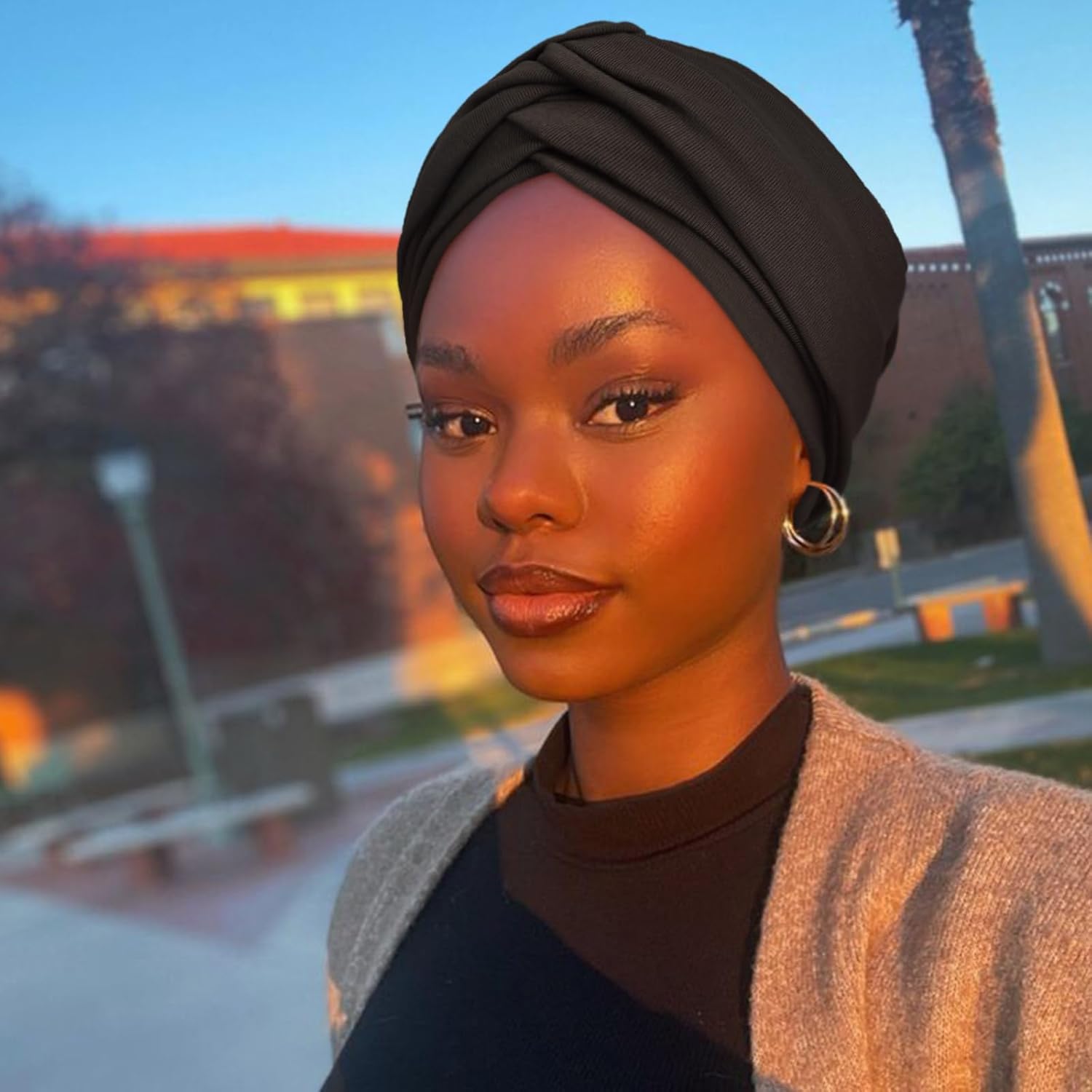 DRESHOW African Turban for Women Knotted Hairwraps for Sleeping Turban Headwraps Head Warmer Scarf for Black Women Chemo Cap - Image 2