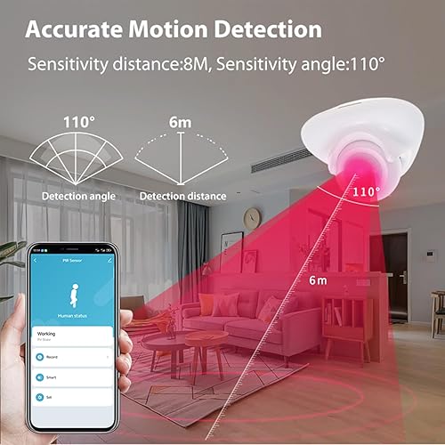 Smart PIR Motion Detector: Matter Zigbee Motion Sensor, Wireless Smart Home Security Sensor, App Remote Monitor, Requires Matter Hub, Compatible with Alexa, Google Home & Apple HomeKit