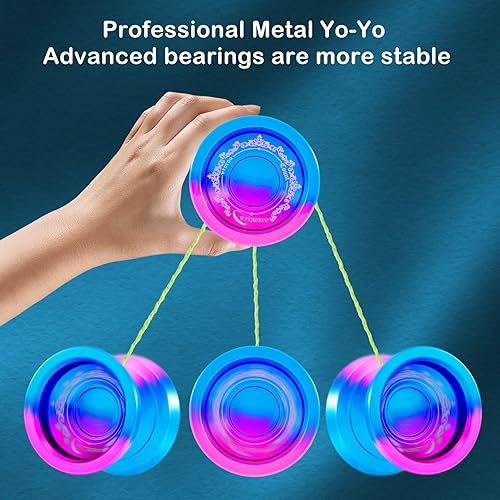 Miniatura 4 de WATIEOBOO yoyo sensible yoyo para principiantes, yoyo profesional que no responde para adultos, yoyo de truco de metal profesional con kit de