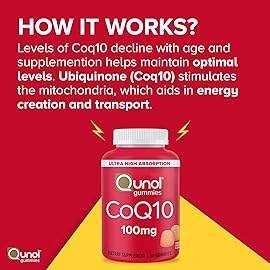 Qunol CoQ10 Gummies, CoQ10 100mg, Delicious Gummy Supplements, Helps Support Heart Health, Vegan, Gluten Free, Ultra High Absorption, 2 Month Supply (60 Count, Pack of 2)