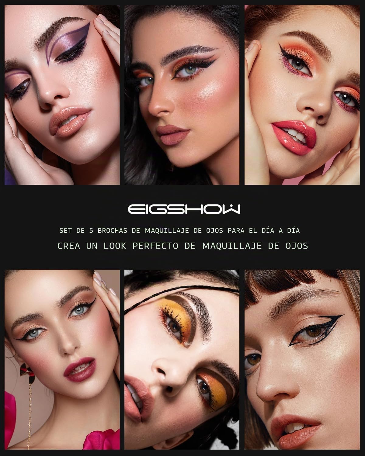 EIGSHOW Juego de 5 brochas para maquillaje de ojos, brocha para delineador de ojos, brocha para cejas, juego de brochas para sombra de ojos (blanco)