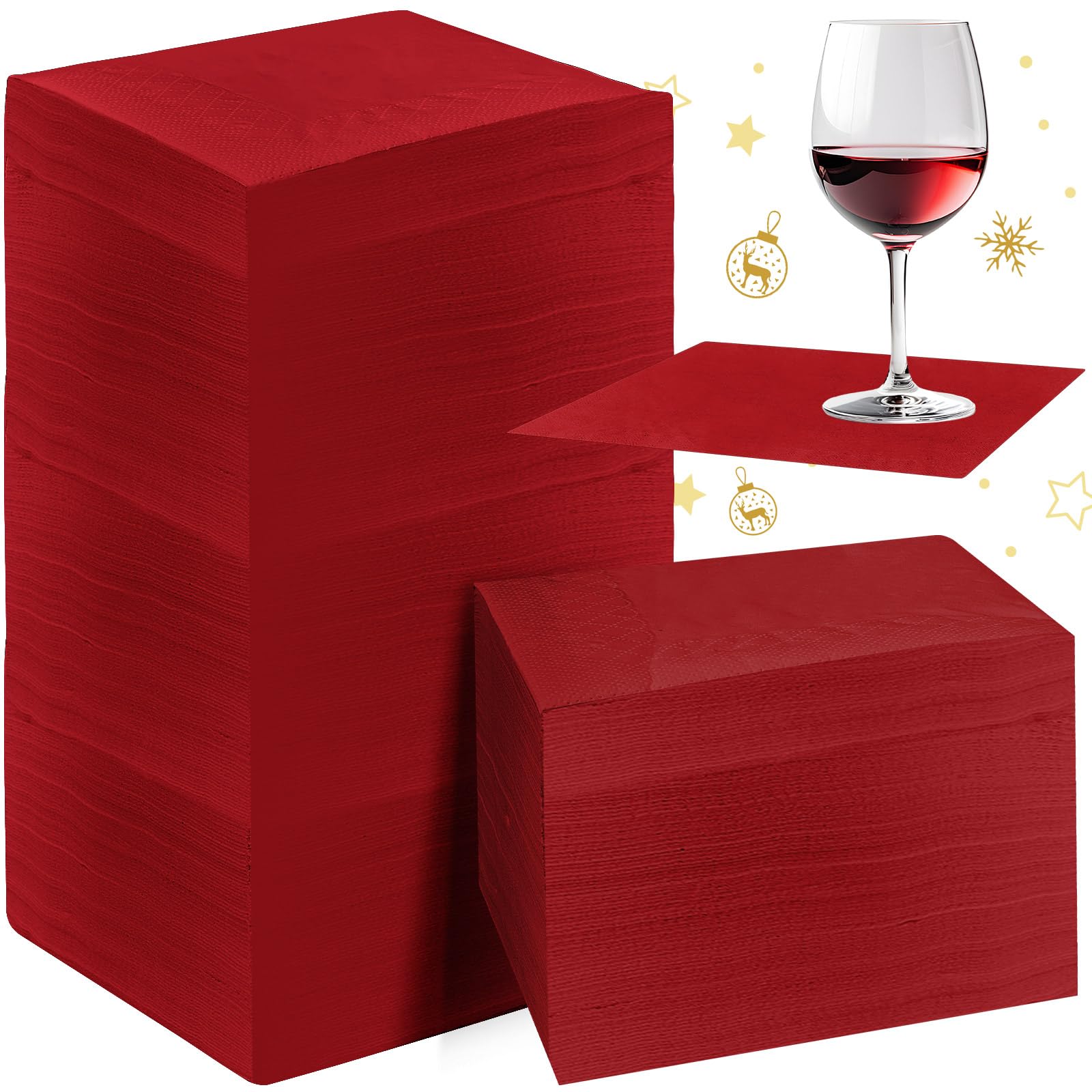 1000 servilletas de cóctel de papel, servilletas de bebidas a granel, servilletas desechables para boda, servilletas elegantes para fiestas y eventos de restaurante (rojo)