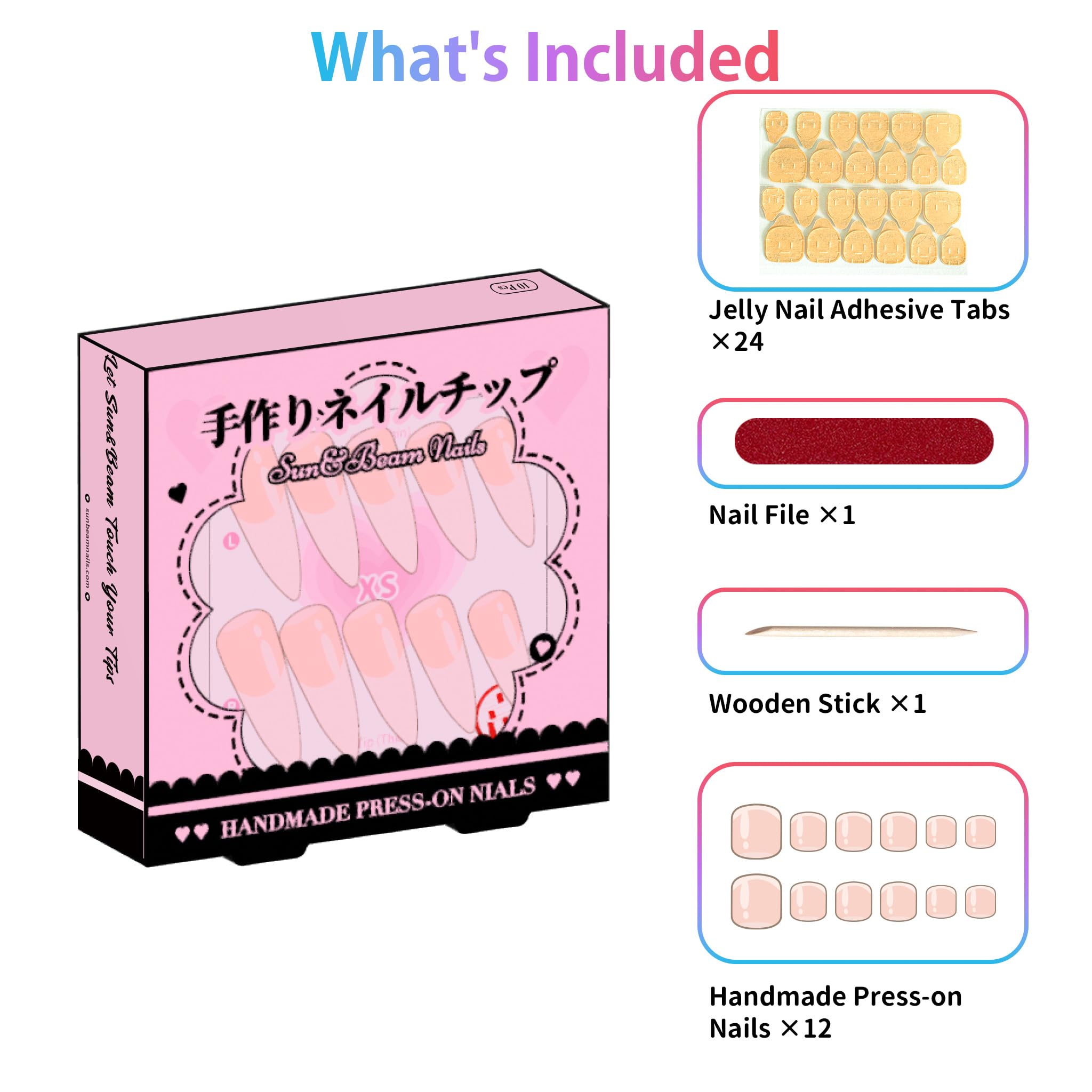 Sun&Beam Nails Handmade Press On Nail Long Coffin Ballerina Pink Flower Acrylic Fake Tip 3D Design Art Charms Cute with Storage Box 10 Pcs (S) — view 314