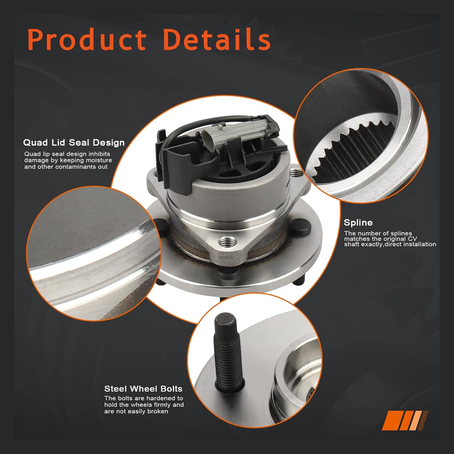 (Pair) DRIVESTAR 513204 Front Wheel Hub & Bearing Assembly for Chevrolet Cobalt 05-10, 03-05 Saturn Ion-1, 03-07 Ion-2/Ion-3, 07-09 Pontiac G5, 05-06 Pursuit, 4 Lugs with ABS