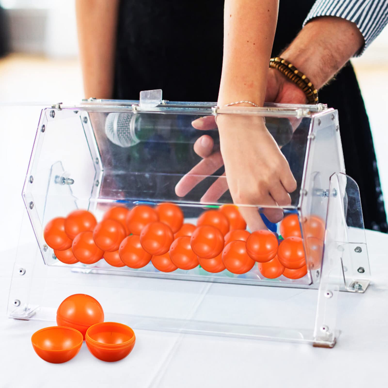 Yardwe Scatola Trasparente 9.87 Pollici Con 25 Palline Numerate Per Sorteggi E Lotteria Set Palline Per Estratti Giochi Da Tavolo Tradizionali Attività Ricreative