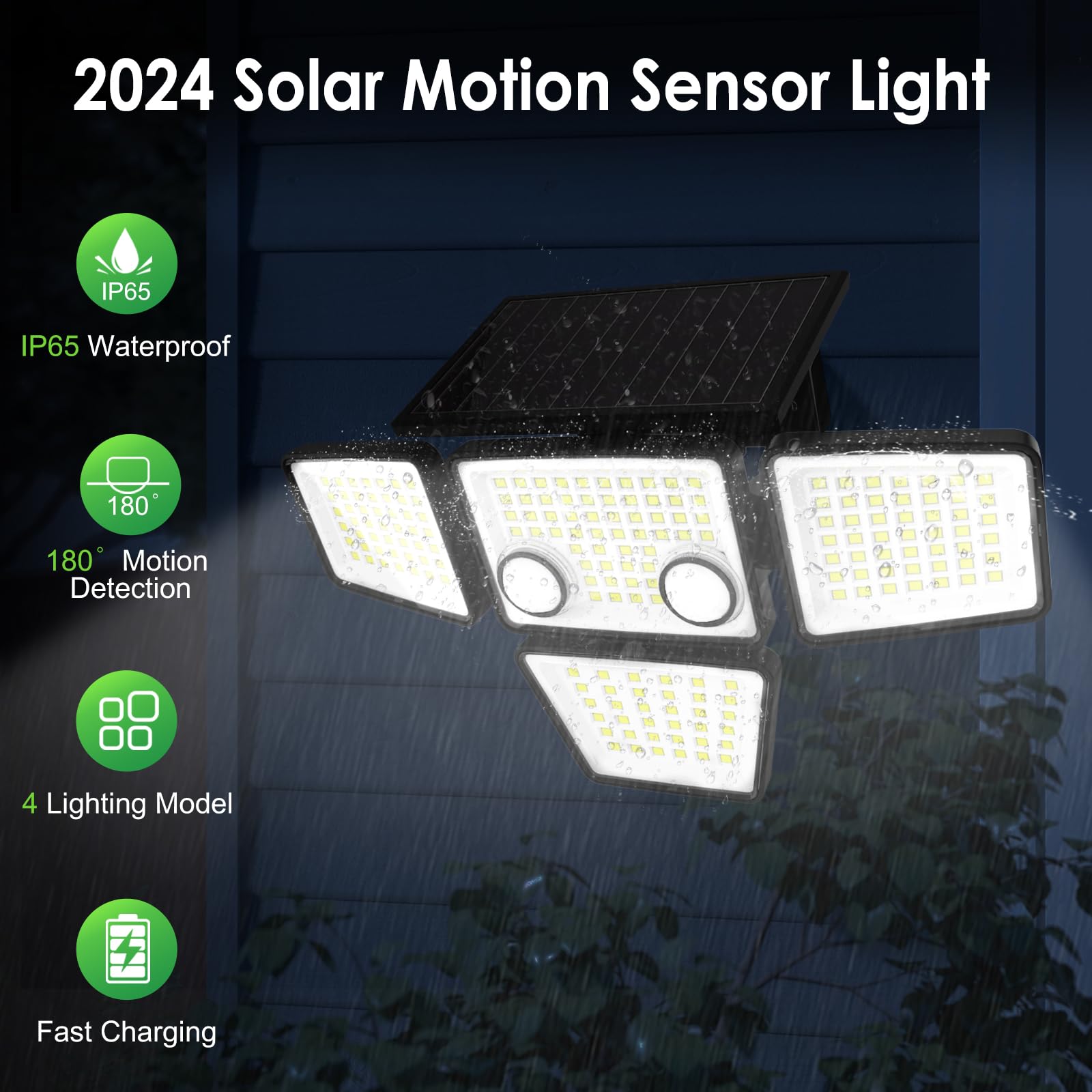 YD LIFE Faretto LED da Esterno Solare 1200LM/188 LEDs con Sensore di Movimento, Luce Lampada Faro LED Solari con Angolo Illuminazione 270°, 3 Modi Luminosità, IP65 per Giardino Balcone Garage Cortile