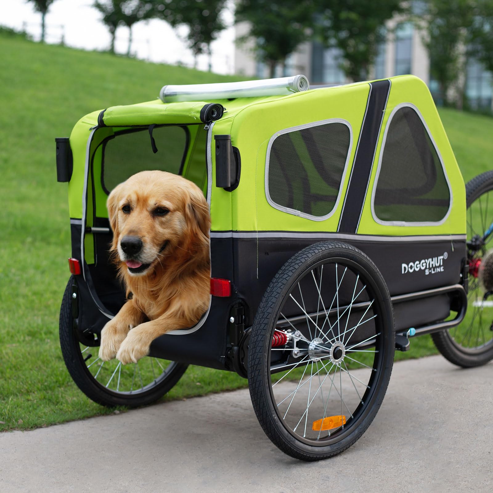 Doggyhut S-Line XL Hundeanhänger & Hundebuggy mit Federung 2 in 1 Hunde Fahrradanhänger Jogger gefedert bis 45 kg