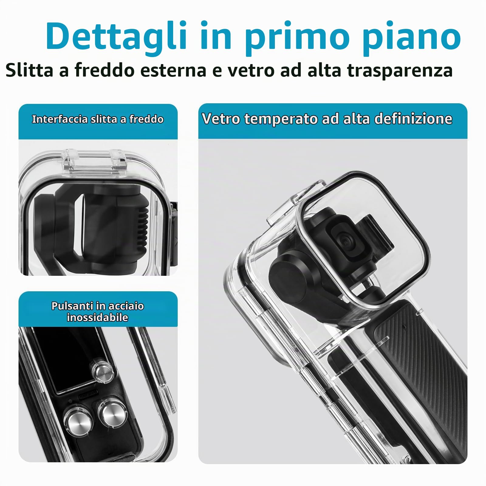 Custodia subacquea impermeabile per DJI Osmo Pocket 3-148FT/45M con supporto, custodia subacquea protettiva compatibile con il kit di accessori DJI Pocket 3
