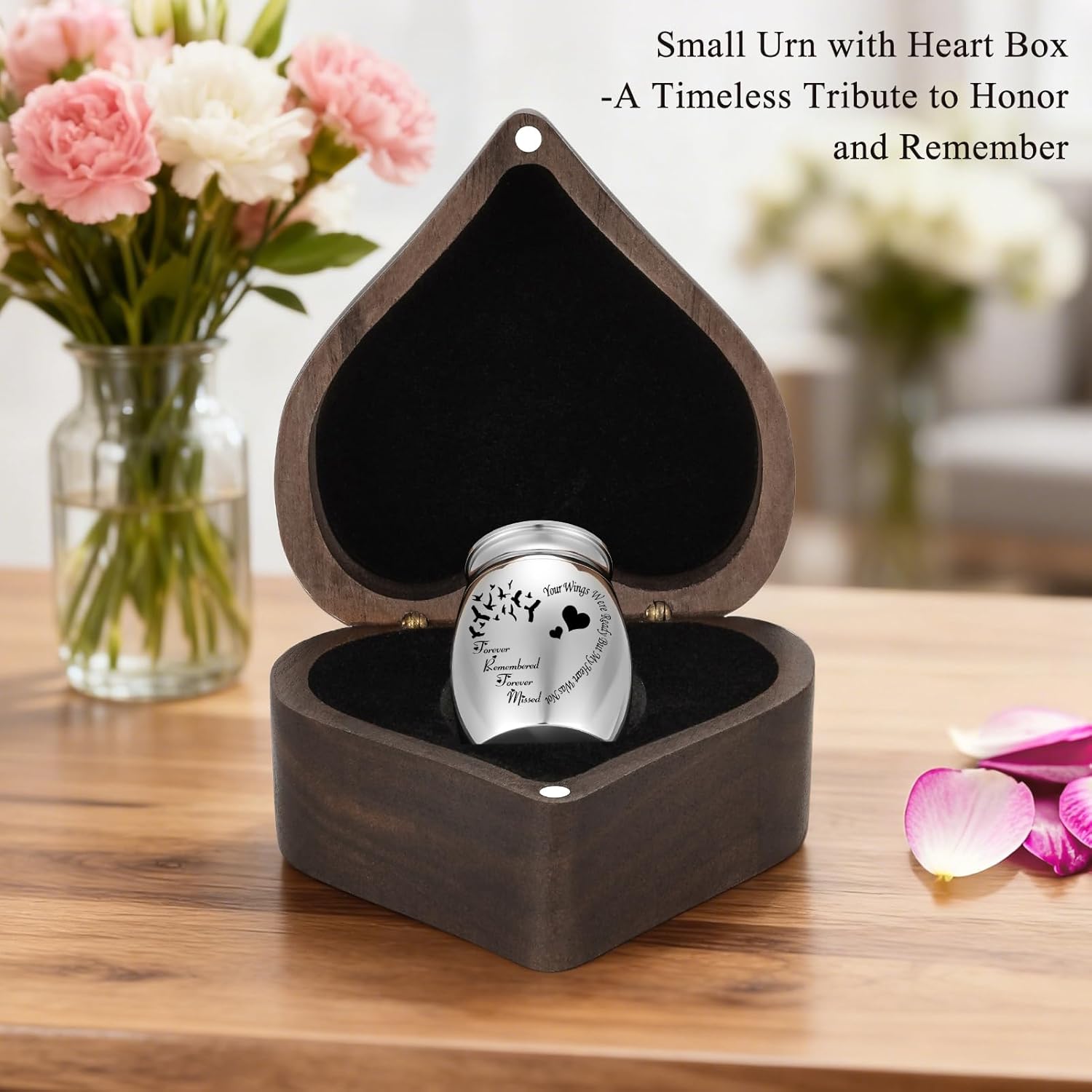 SOITIS Wooden Heart Box, Small Urn for Human Ashes Keepsake, 1.57 Inch Memorial Urn for Ash, Mini Urn for Human Ashes for Women Men, Funeral Cremation Keepsake Holder - Image 5