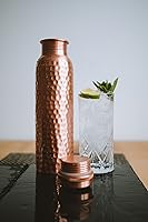 Vista 9 de Botella de agua de cobre – 34 onzas extra grande – Un recipiente ayurvédico de cobre puro martillado para beber – Bebe más agua, reduce tu ingesta