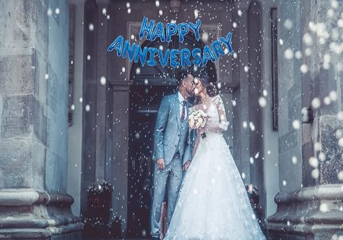 Miniatura 5 de Globos de papel de aluminio de 16 pulgadas, decoraciones de fiesta de feliz aniversario, color azul