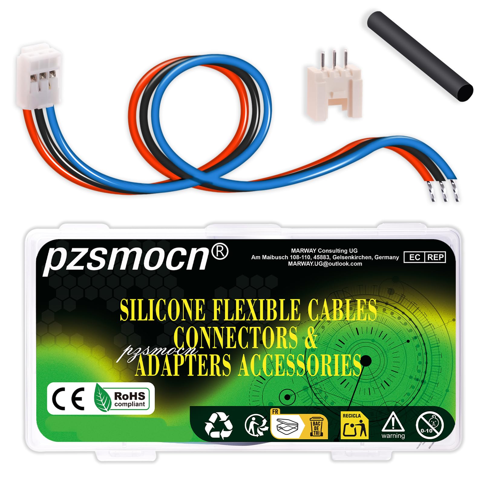 pzsmocn 15 Sets/60 Pcs JST HY 2.0mm 3 Pin 22AWG Silicone Cable Plug Socket Extension Cord Terminal Wire-to-Board Adapter Accessories Kit, Female Connector with Pre-Crimped Wire 20cm and Male Housing — image 1