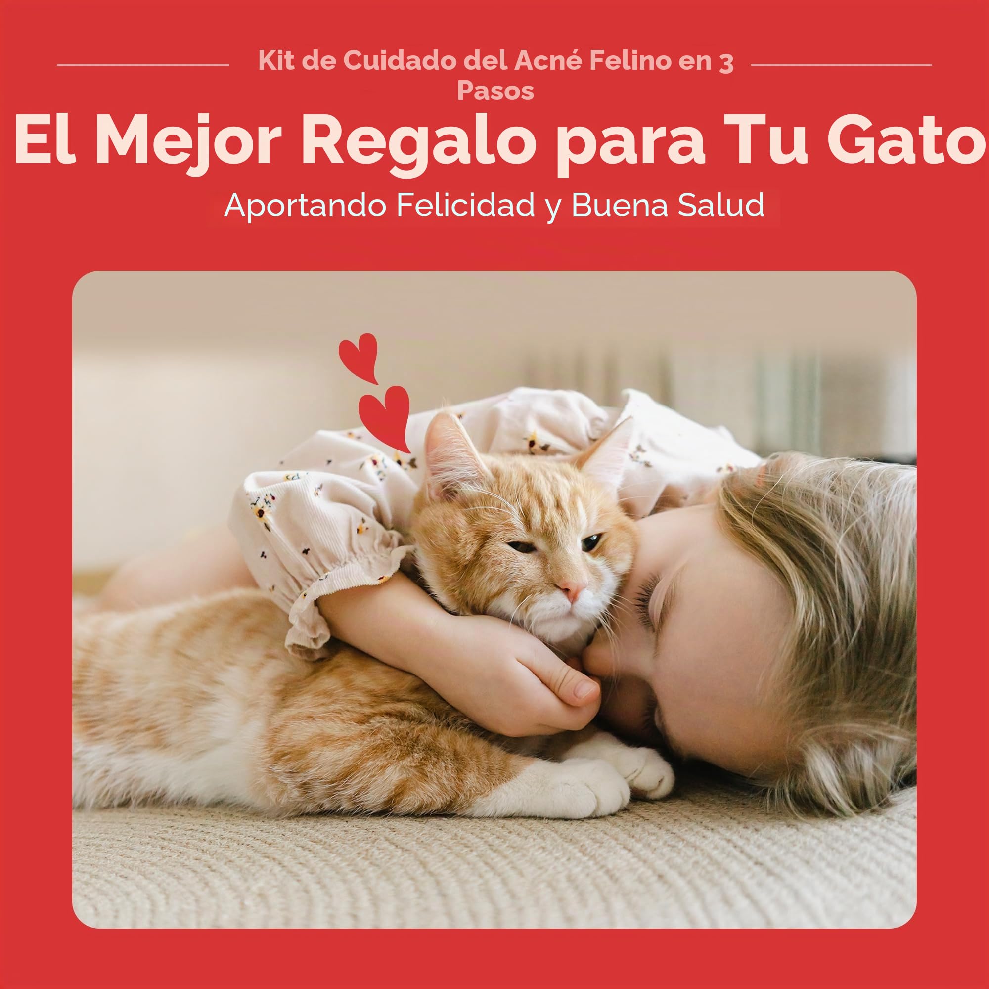 JAYU PET Kit de cuidado del acné de gato de 3 pasos, limpiador hipoalergénico para acné felino, almohadillas de doble cara para el acné de gato (1EA), toallitas de tratamiento de barbilla para el acné