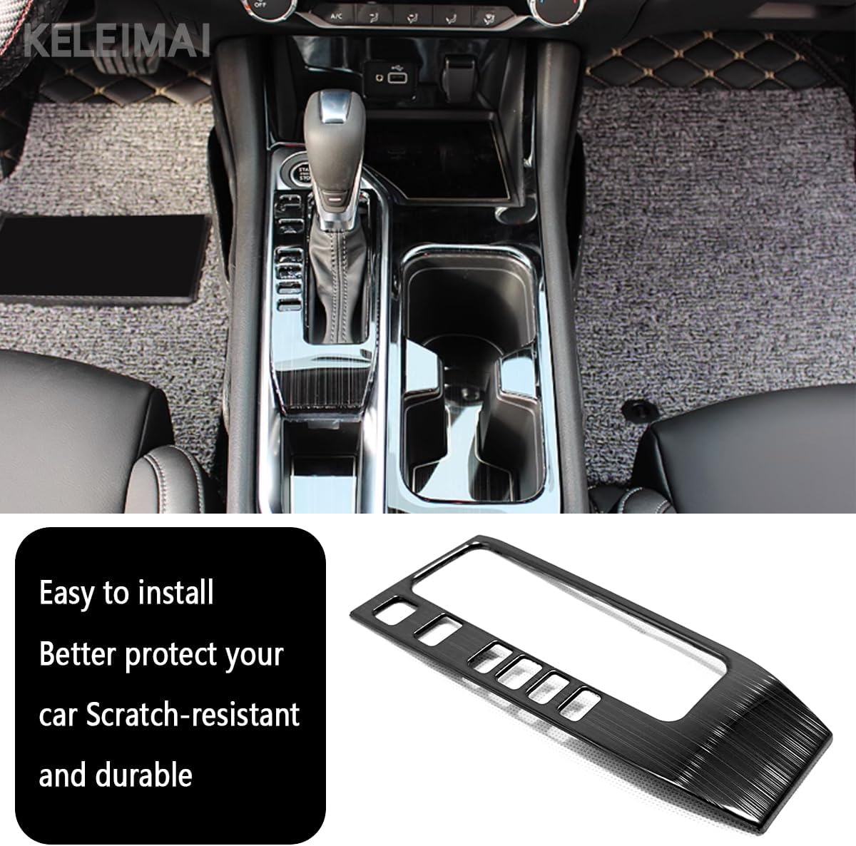 Car Accessories Fit for Nissan Sentra 2020 2021 2022 2023 2024 2025 Interior Gear Shift Box Panel Cover Trim (Black) 1PC Stainless Steel