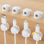 8Pack Rotatable Cord Organizer, Spring Cable Clips with Clasp Lock, Smooth Adjustable Cord Holder for Nightstand Car Home Office (Black)