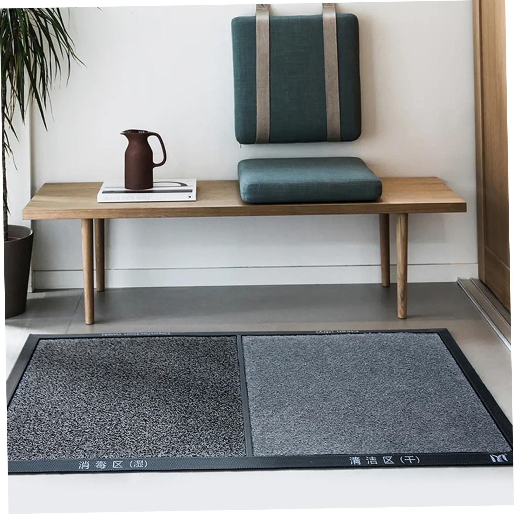 Gcroet Alfombra de Limpieza de Zapatos 18x31.5 Pulgadas 2 Alfombra de Zapato húmedo y seco de Compartimento para Entrada de Fibra PP Reutilizable de Entrada con Fondo de Goma Antideslizante para el
