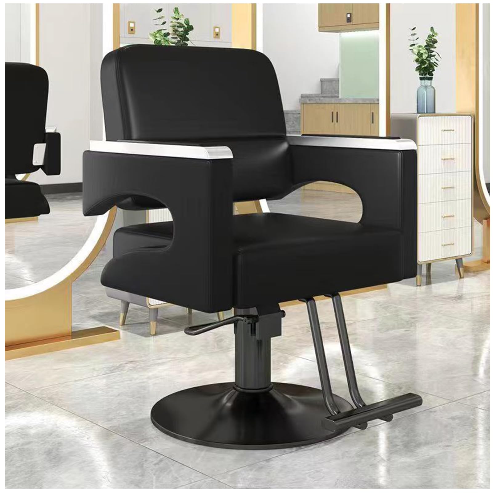 OZBMA Salon Chair for Hair Stylist Wide Seat, Hydraulic Barber with Footrest,Hair Styling Heavy Duty, Beauty Spa Cosmetology Shampoo Hairdressing Equipment,D (P)