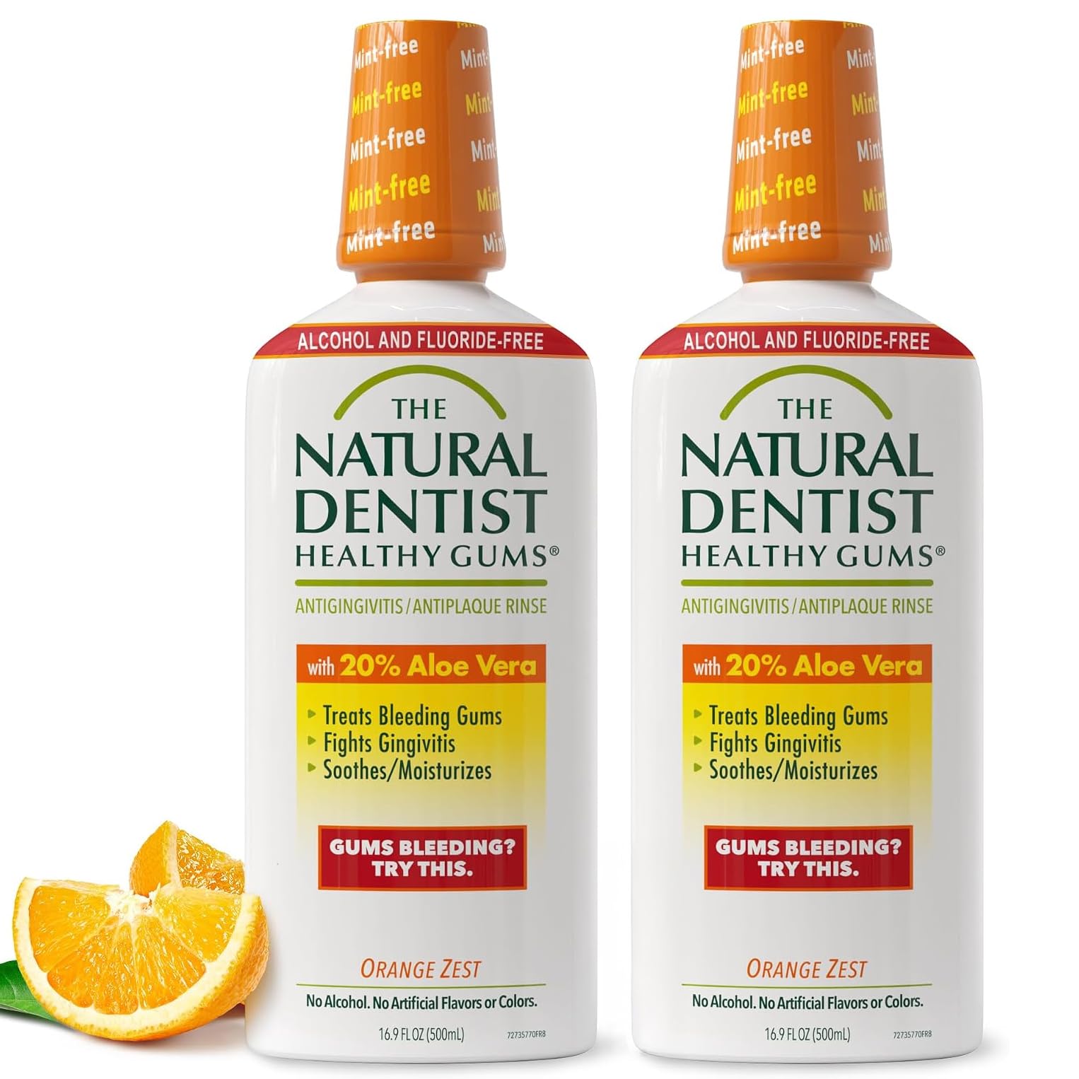 The Natural Dentist Orange Zest Alcohol Free Mouthwash, 2x16.9 oz