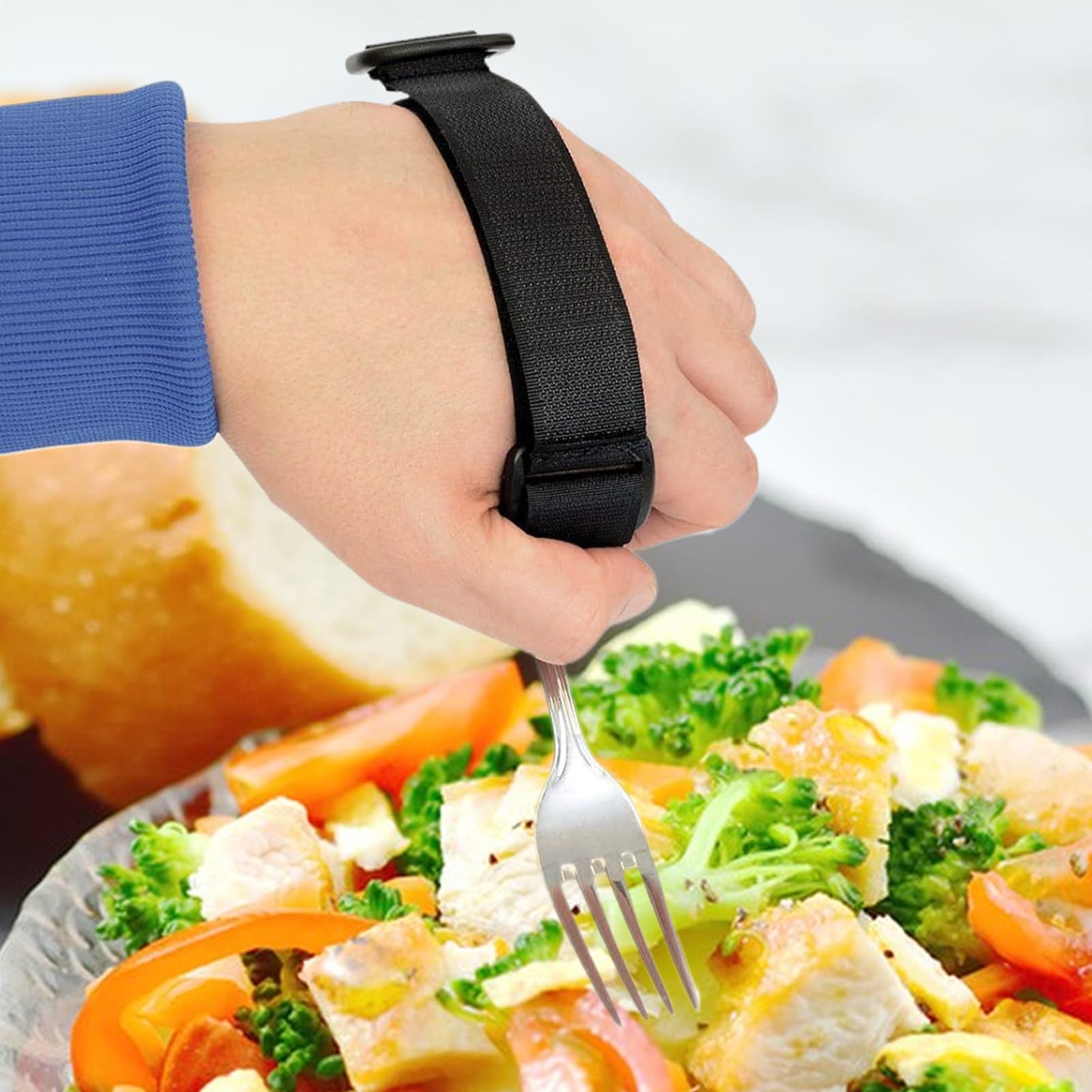 Sujetador Universal De Utensilios Ajustable Para Mano - Correa de Mano para Sostener Utensilios,Ayuda Antideslizante para Agarre Débil al Comer Escribir y Vida Diaria