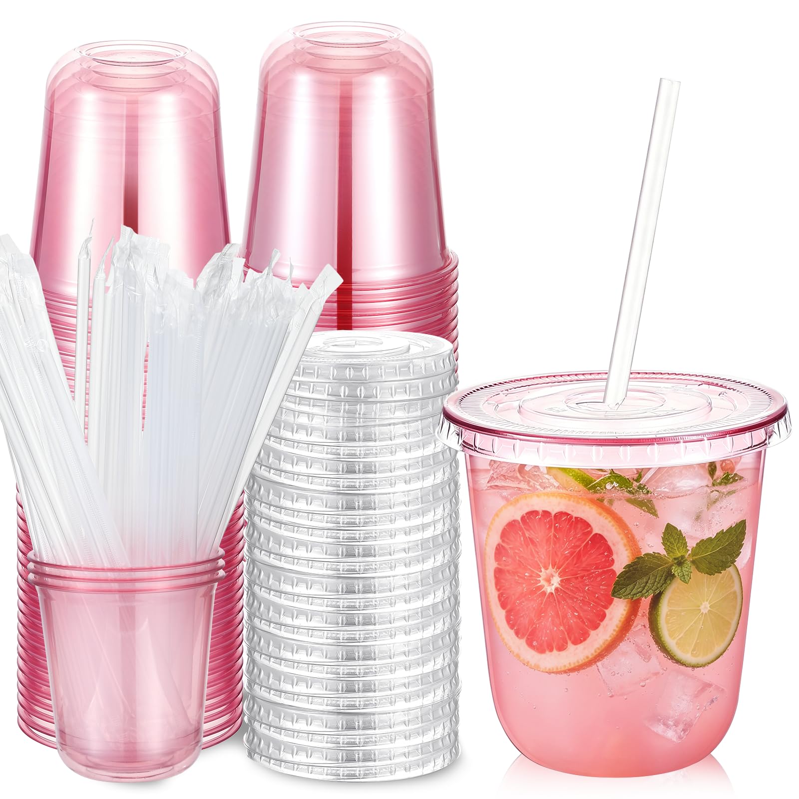Ziliny 50 Sets 16oz Clear Plastic Cups with Lids and Straws Disposable Cups — Amazon image 18