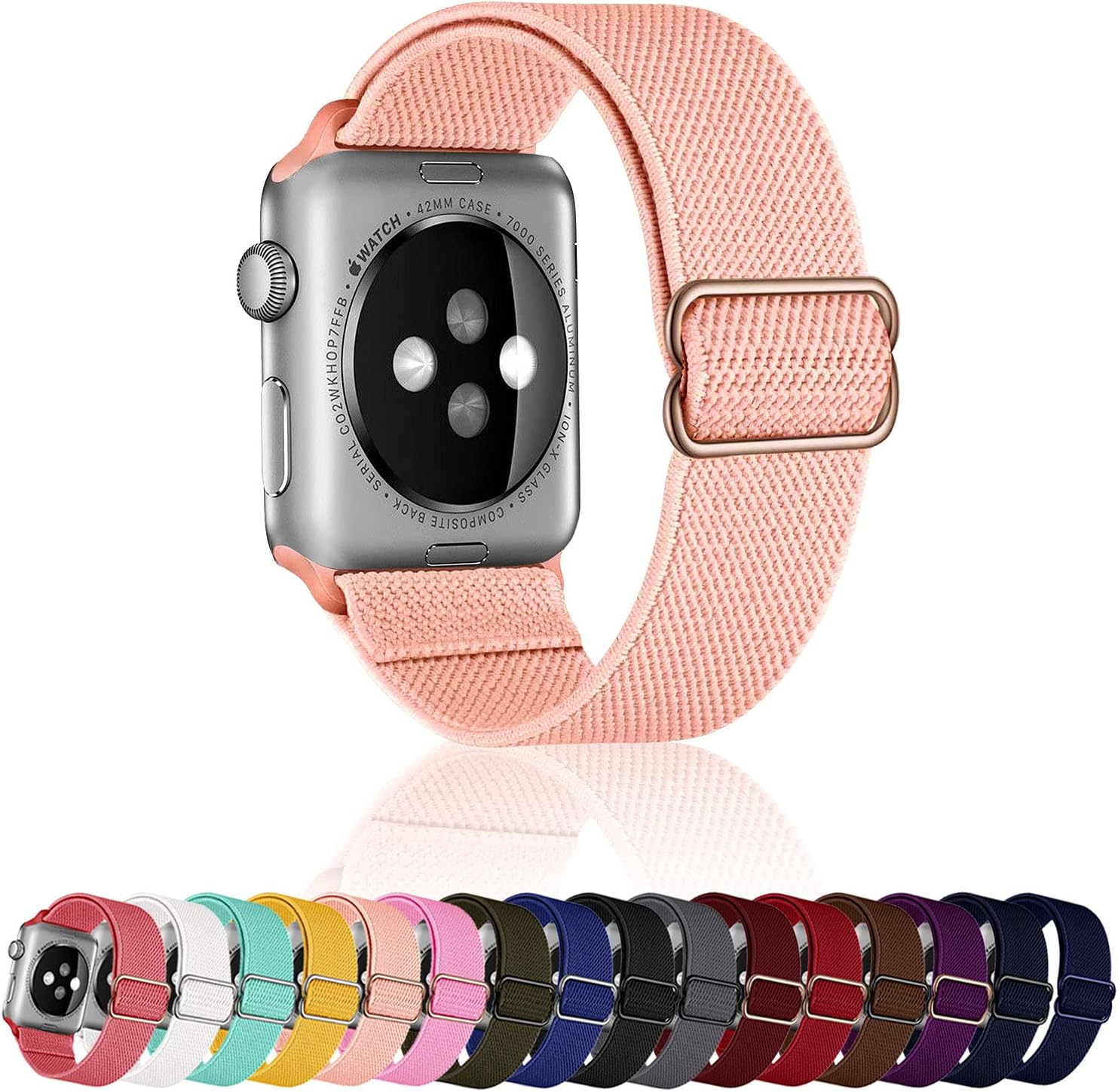 SACRONS Stretchy Nylon Solo Loop Compatible with Apple Watch Bands 38mm/40mm,42/44mm,Adjustable Braided Sport Elastic Nylon Wristband for i-Watch Series 6/SE/5/4/3/2/1