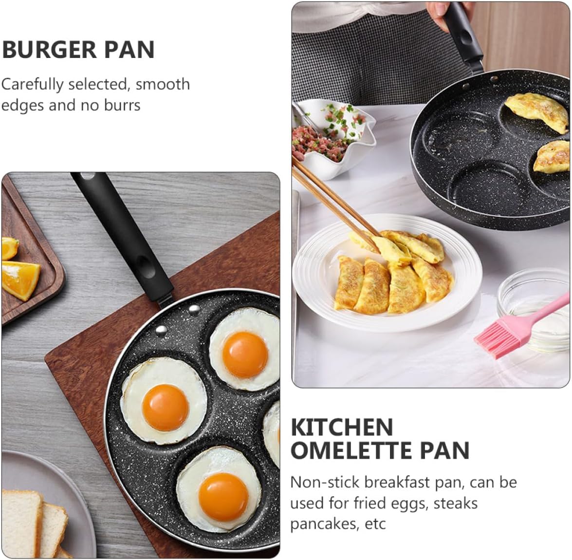 Cabilock Non-stick Frying Pan Lid Egg Pan Skillet for Dash Omelette Maker Kitchen Tool Non-burnt Abrasion Resistant Random Style