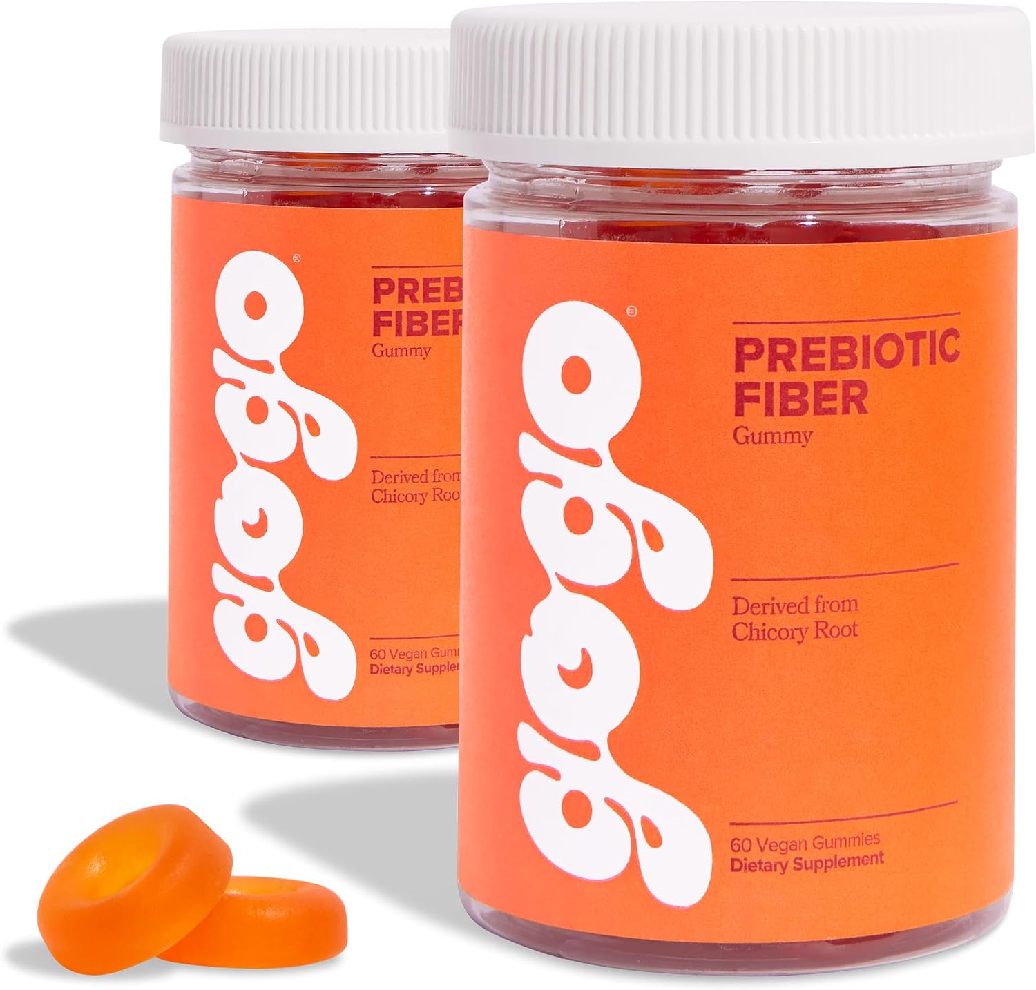 GOGO Fiber Gummies for Adults, 60 Count (Pack of 2) - Prebiotic Chicory Root Inulin Fiber Supplement - Daily Gummy Fiber for Digestive Gut Health - Non-GMO, Vegan & Cruelty-Free