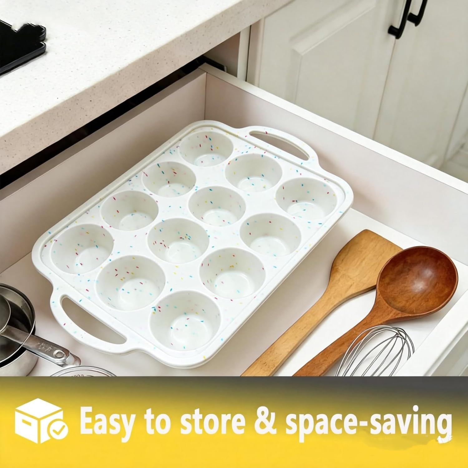 2 Pack 12Cup Silicone Muffin Pan for Baking with Metal Reinforced Frame, Regular Size - Nonstick Cupcake Pan, Silicone Muffin Pans for Baking Homemade Muffins, Egg Bites, Dishwasher Safe BPA Free.