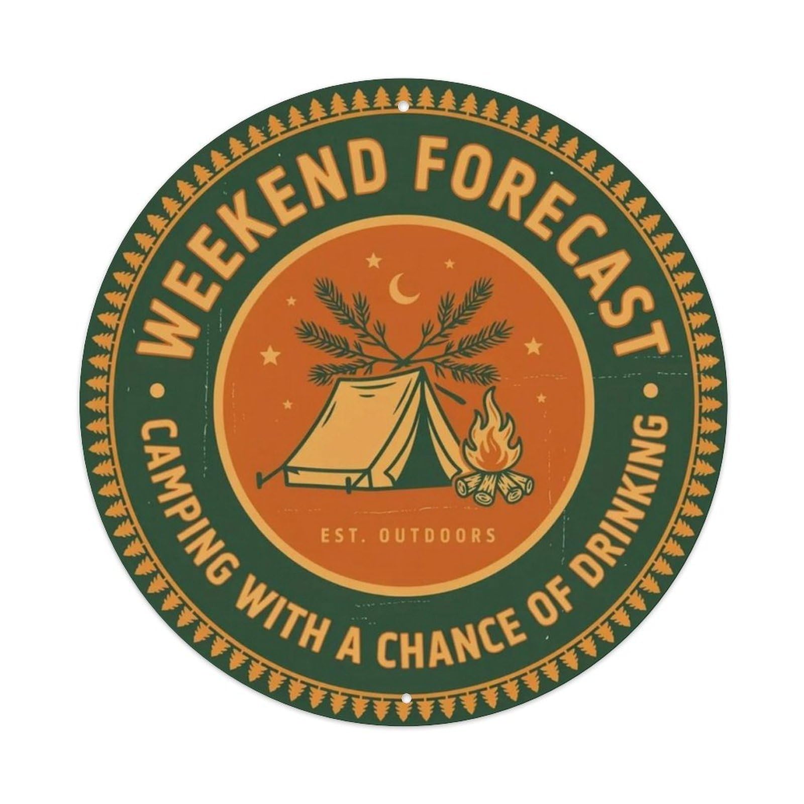 Weekend Forecast Camping Metal Tin Sign Plaque
